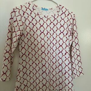 J MCLAUGHLIN S Small Catalina Cloth White Trellis  Geometric Top Orange